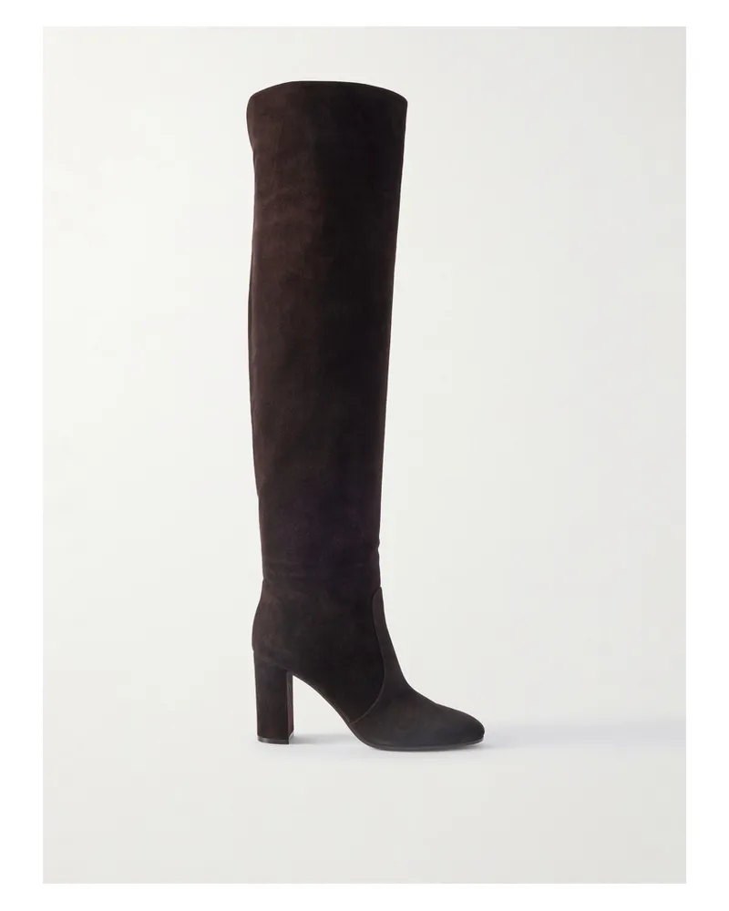 Gianvito Rossi 85 Overknees Aus Veloursleder - Braun Braun