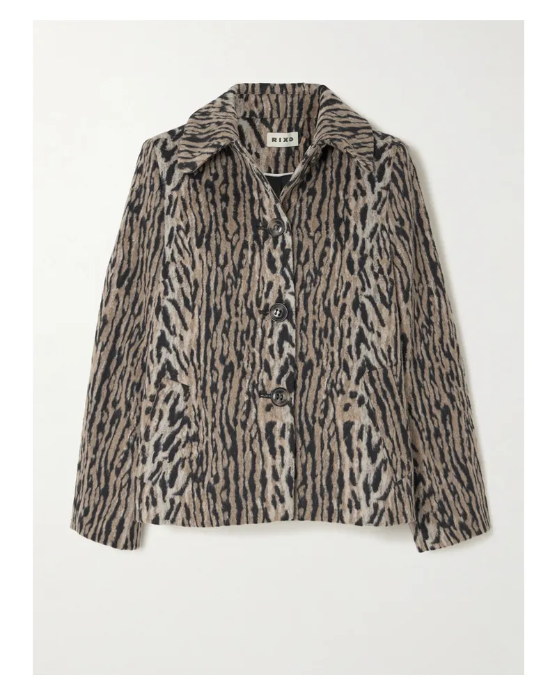 RIXO Tommie Leopard-print Felt Jacket - Animal print Animal