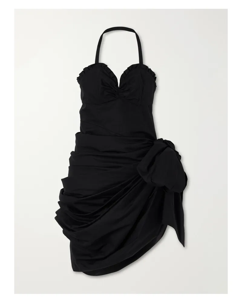 Chloé Halterneck Draped Cotton-poplin Midi Dress - Black Black