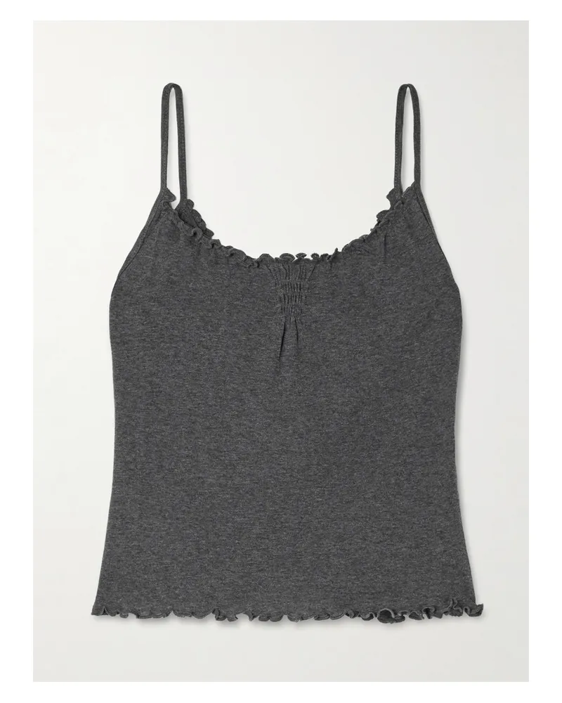 Deiji Studios Tanktop Aus Einer Baumwoll-wollmischung Mit Gekräuselten Abschlüssen - Grau Grau