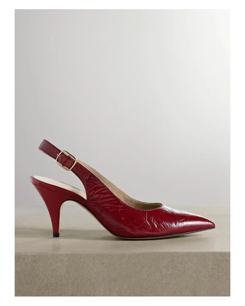 KHAITE River Slingback-pumps Aus Leder In Knitteroptik - Burgunder Burgunder