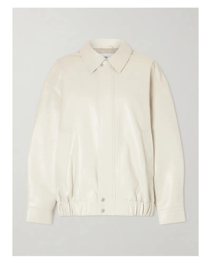 AGOLDE Aston Recycled Leather-blend Bomber Jacket - Neutrals Neutrals