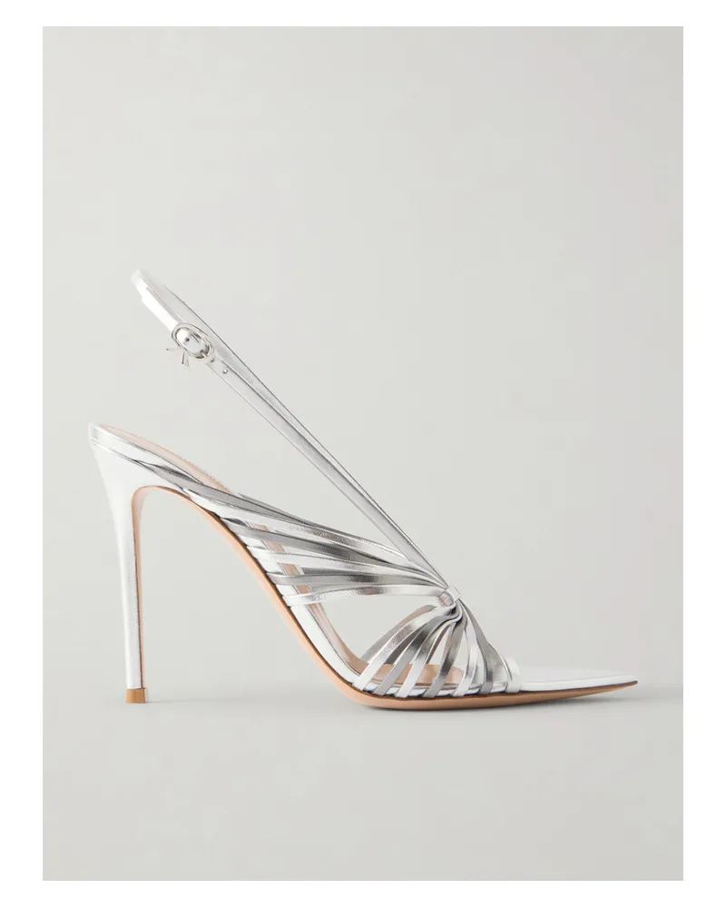 Gianvito Rossi Metallic Leather Slingback Sandals - Silver Silver