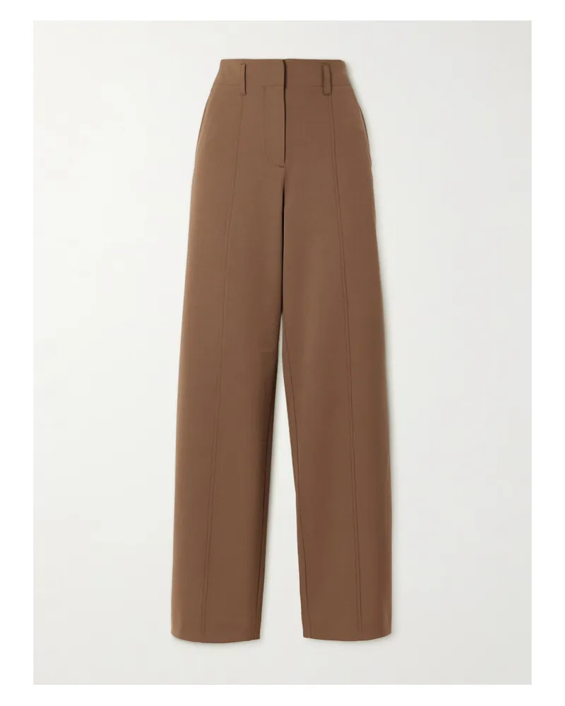 Ulla Johnson Ames Pleated Twill Barrel-leg Pants - Brown Brown