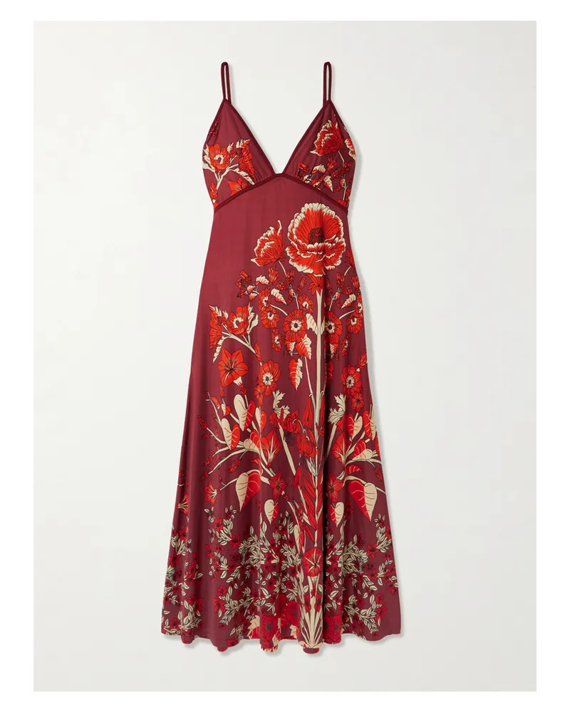 Johanna Ortiz Sendero De Astromelias Floral-print Stretch-jersey Maxi Dress - Red Red