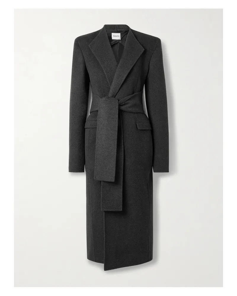 KHAITE Jelson Belted Wool-felt Coat - Gray Gray