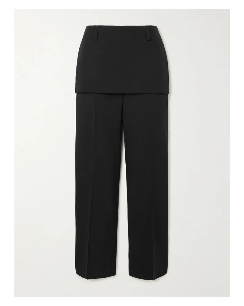 Totême Mehrlagige Hose Mit Geradem Bein Aus Woll-twill - Schwarz Schwarz