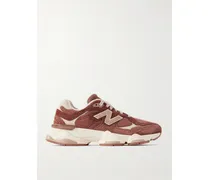 9060 Sneakers Aus Gebürstetem Veloursleder Und Mesh Mit Lederbesätzen - Burgunder