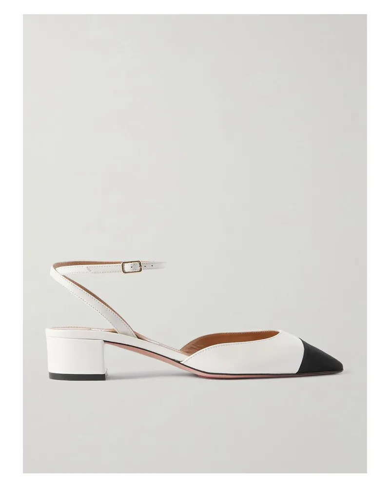 Aquazzura French Flirt 35 Pumps Aus Leder Mit Ripsbandbesatz - Weiß Weiß