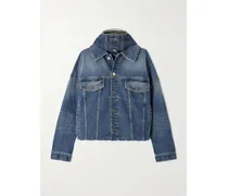 Mehrlagige Oversized-jeansjacke Mit Kapuze - Blau