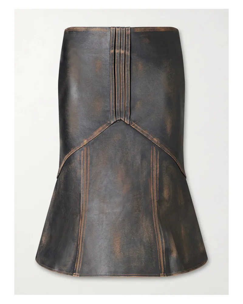 SHUSHU/TONG Leather Midi Skirt - Brown Brown