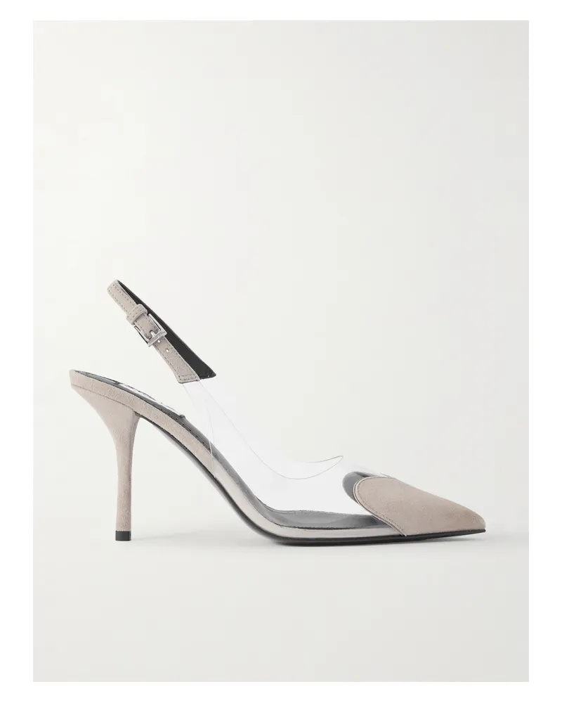 Alaïa Le Cœur 90 Suede And Pvc Slingback Pumps - Gray Gray