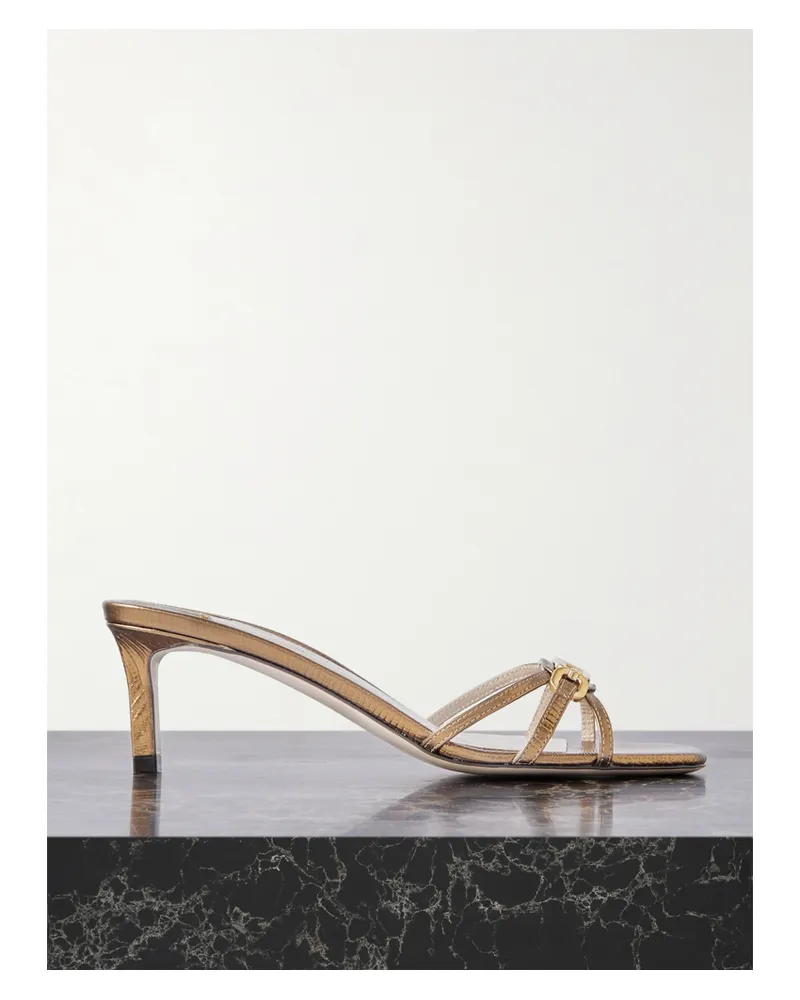 Tom Ford Mules Aus Metallic-leder Mit Eidechseneffekt Und Verzierung - Braun Braun