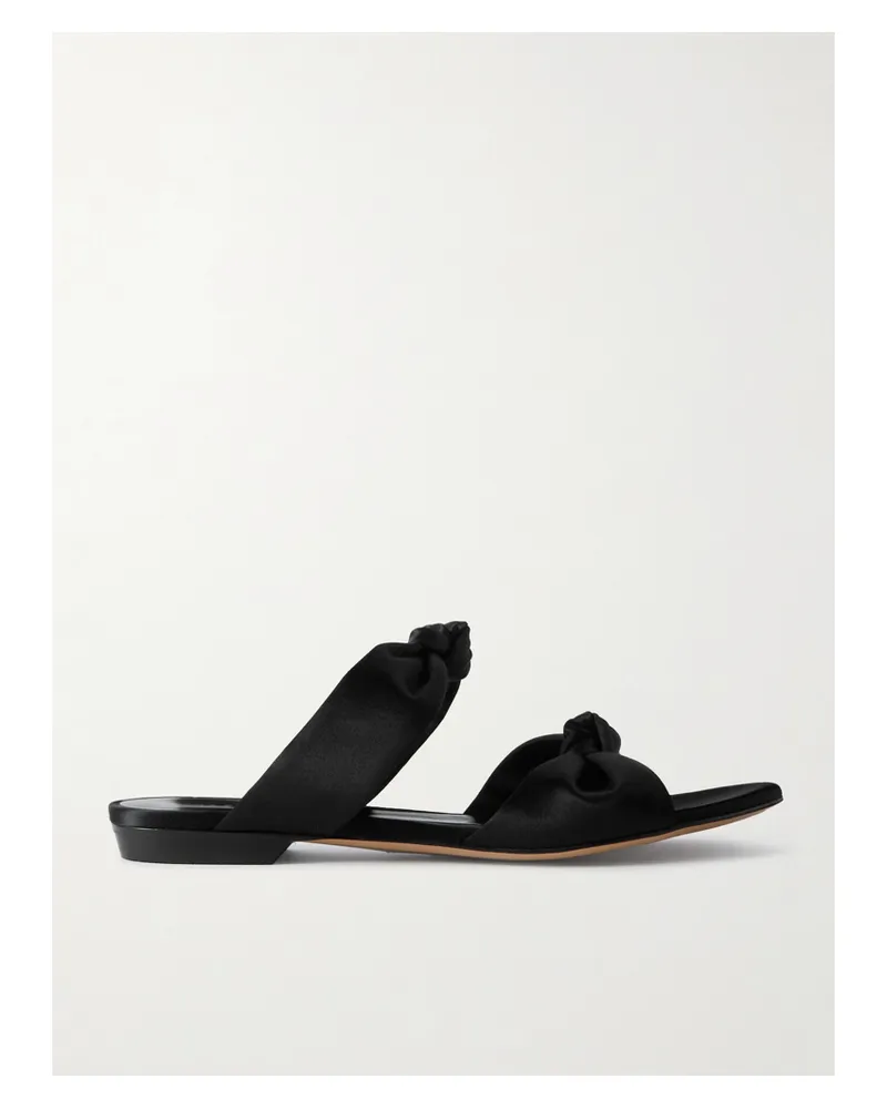 Le Monde Béryl Knot Flat Sandalen Aus Satin - Schwarz Schwarz
