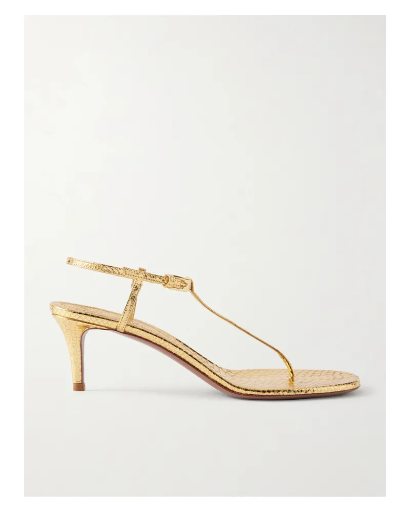 Paris Texas Ipanema Snake-effect Metallic Leather Sandals - Gold Gold