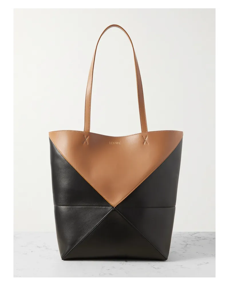 Loewe Puzzle Fold Mittelgroße, Wandelbare Zweifarbige Tote aus Leder Neutral