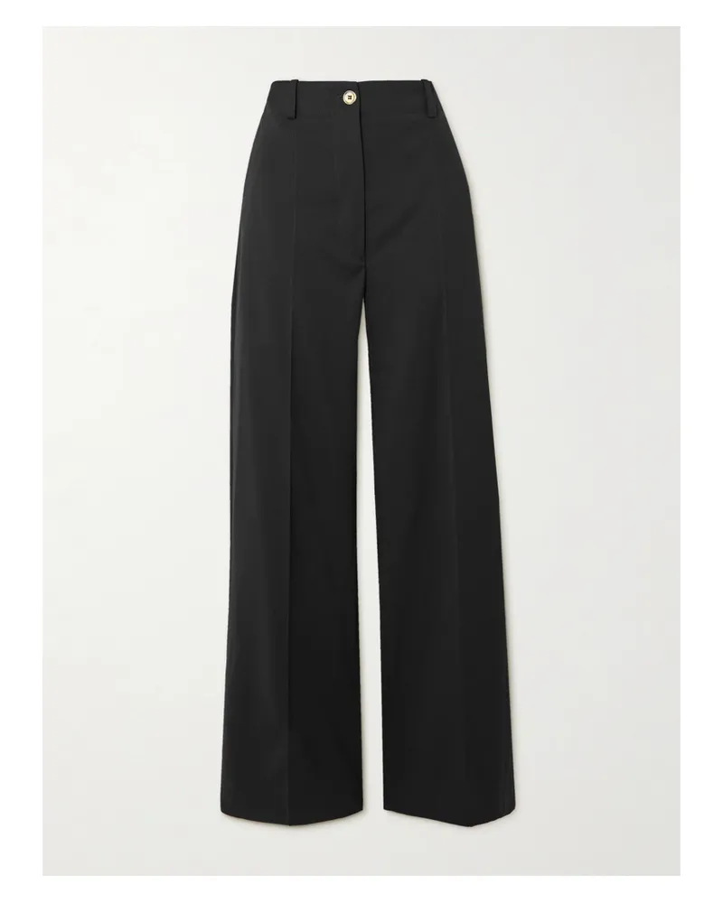 Patou Iconic Wool-blend Wide-leg Twill Pants - Black Black