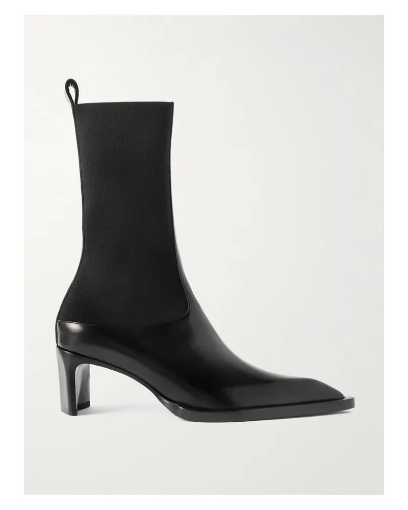 Jil Sander Stiefel Aus Stretch-strick Und Leder - Schwarz Schwarz