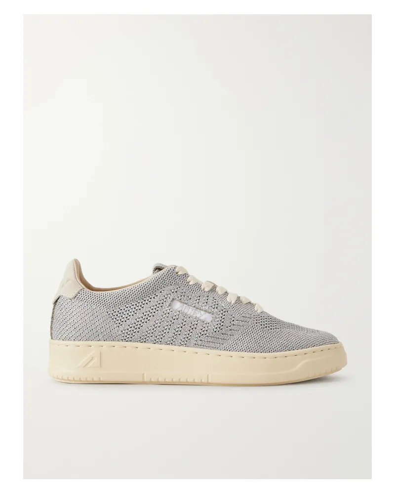 AUTRY Easyknit Suede-trimmed Metallic Knitted Sneakers - Gray Gray