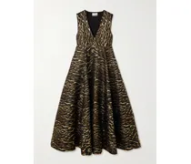 Metallic Leopard-print Recycled-cloqué Midi Dress - Animal print
