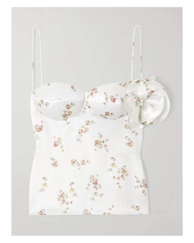 Magda Butrym Bustier Aus Seide Mit Blumenprint Und Applikation - Creme Creme