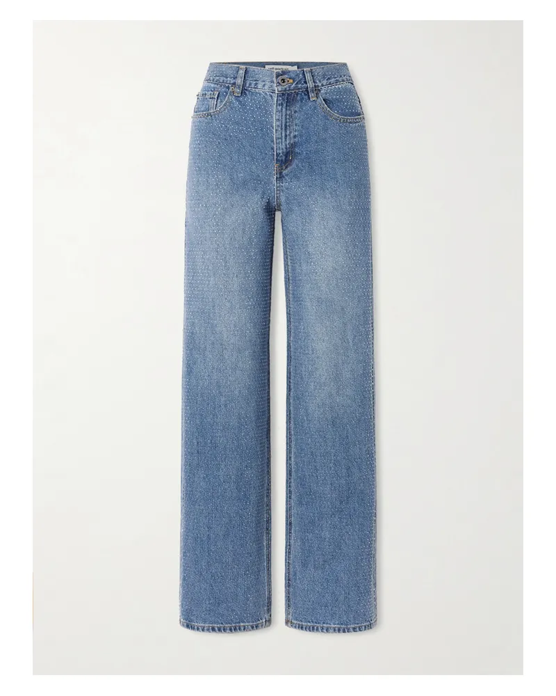 Self-Portrait Hoch Sitzende Jeans Mit Geradem Bein Und Kristallen - Blau Blau