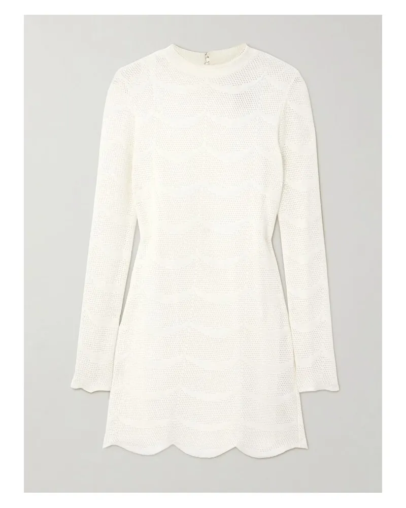 Tom Ford Minikleid Aus Einer Baumwoll-seidenmischung In Pointelle-strick - Weiß Weiß