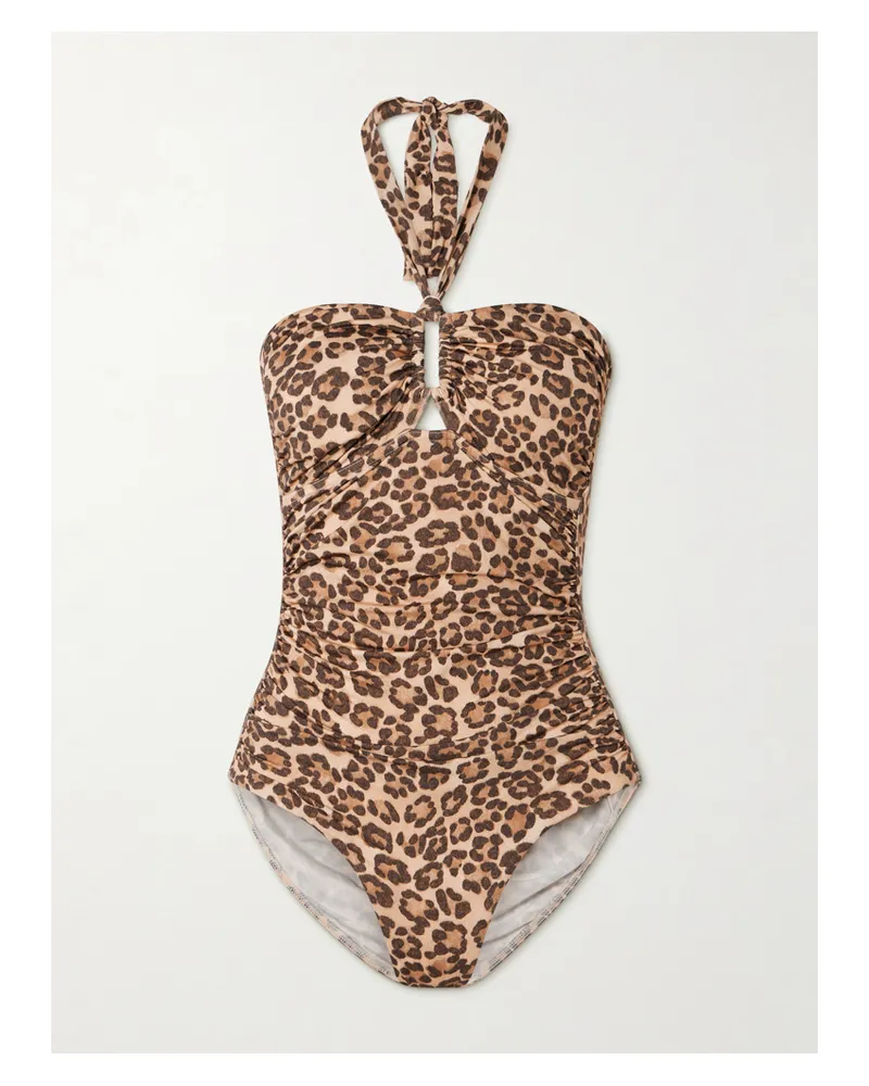 Zimmermann Wanderlust Cutout Ruched Leopard-print Swimsuit - Animal print Animal