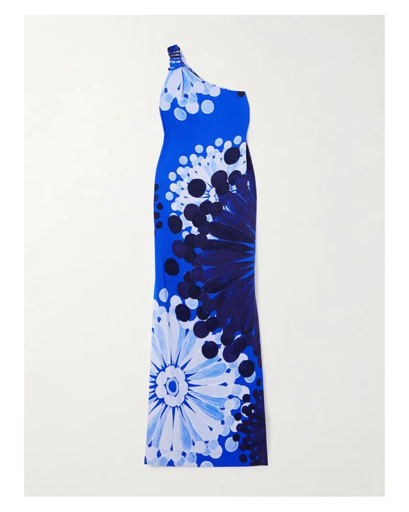 THEMIS Z Nefeli Asymmetrisches Maxikleid Aus Crêpe Mit Blumenprint - Blau Blau