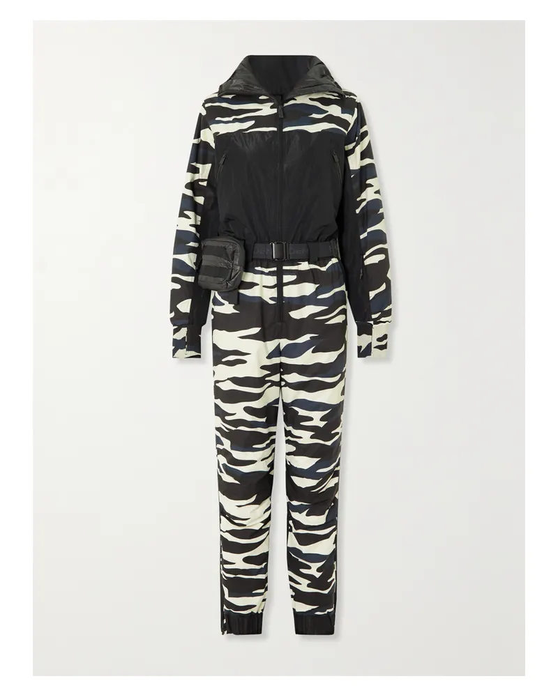 Holden Powder Skianzug Aus Recyceltem Polyester Mit Zebraprint Und Gürtel - Schwarz Schwarz