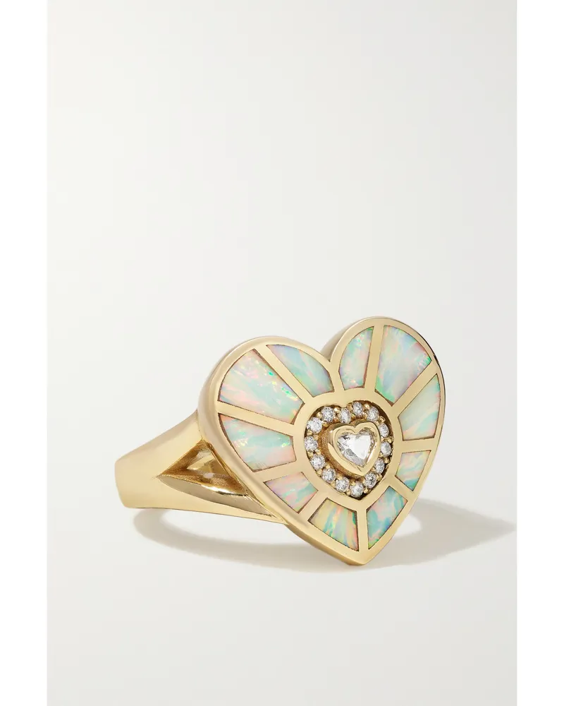 Jacquie Aiche Heart Vortex Ring Aus 14 Karat Gold Mit Opalen Und Diamanten Gold