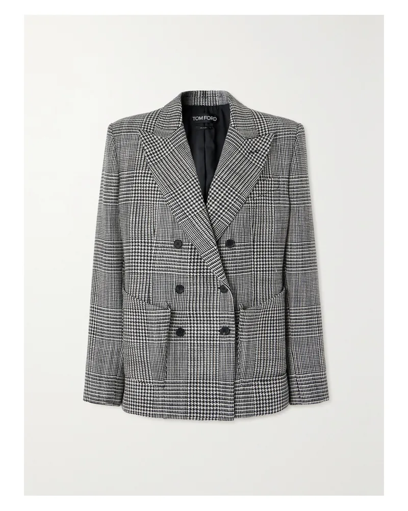 Tom Ford Doppelreihiger Blazer Aus Kariertem Woll-tweed - Grau Grau