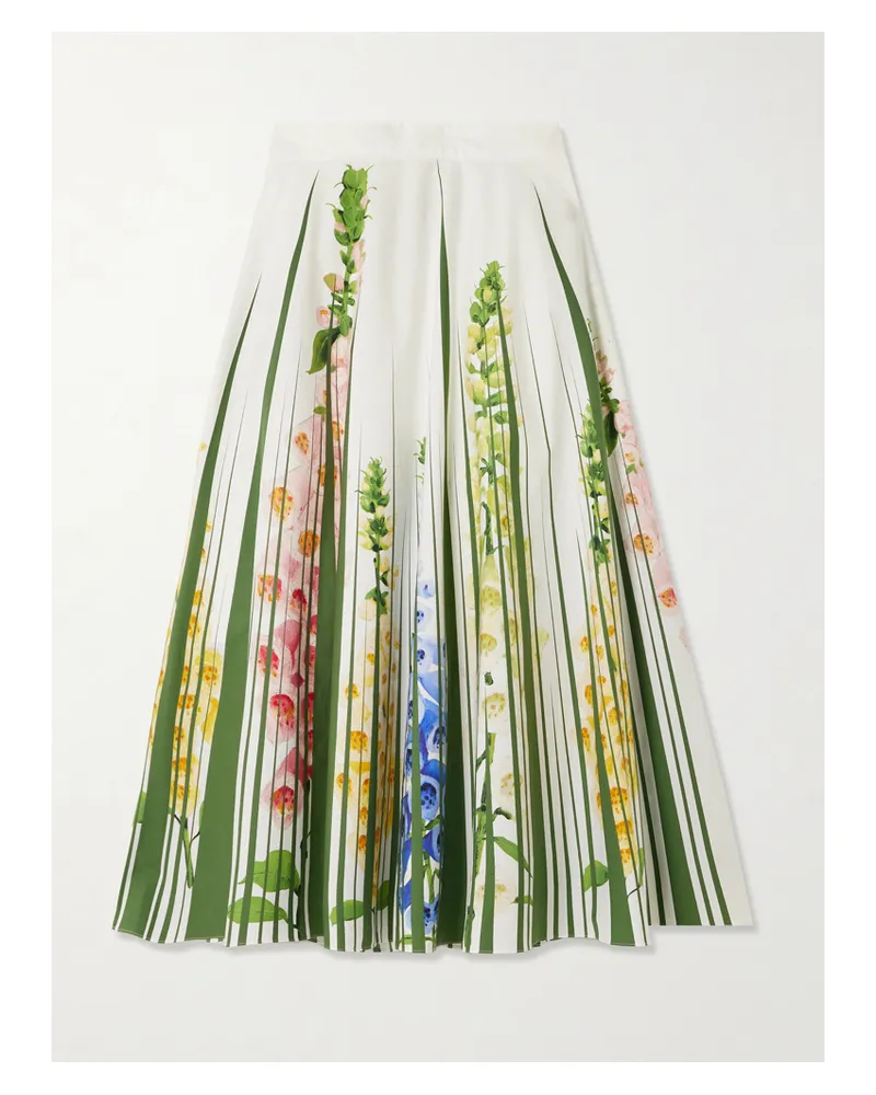Oscar de la Renta Foxgloves Midirock Aus Popeline Aus Einer Baumwollmischung Mit Blumenprint - Grün Grün