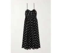 Maryanna Midikleid Aus Seiden-georgette Mit Polka-dots, Raffungen Und Schleife - Schwarz