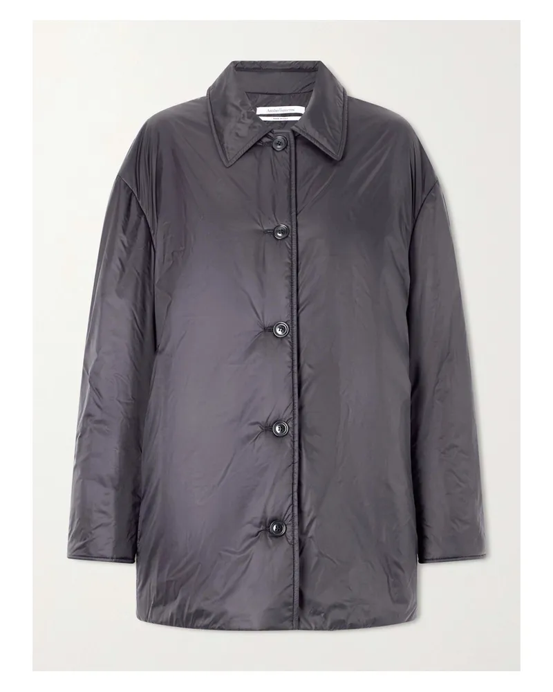 Another Tomorrow Balmacaan Padded Recycled-shell Coat - Black Black