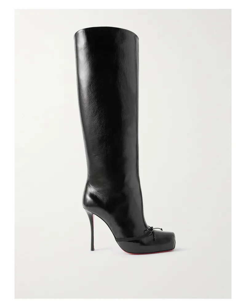 Christian Louboutin Cassia Nodo 100 Leather Knee Boots - Black Black