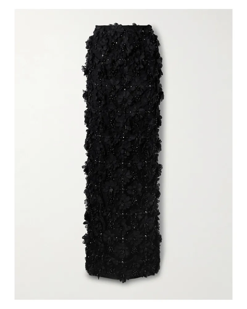Carolina Herrera New York Maxirock Aus Tüll Mit Zierperlen Und Applikationen - Schwarz Schwarz