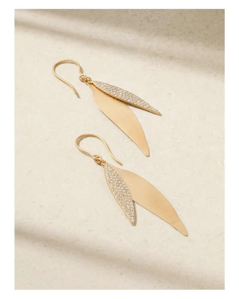 Ileana Makri Falling Leaves Ohrringe Aus 18 Karat Gold Mit Diamanten Gold