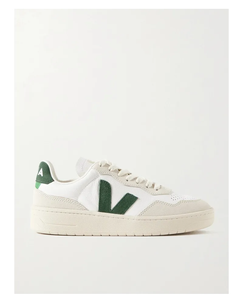 VEJA V-90 Sneakers aus Leder Und Veloursleder Weiß