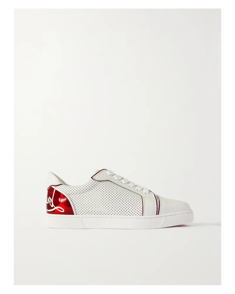 Christian Louboutin Fun Vieira Printed Pvc-trimmed Perforated Leather Sneakers - White White