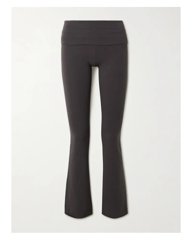 SKIMS Stretch-cotton Jersey Foldover Pants – Iron – Hose Aus Stretch-jersey Aus Baumwolle Mit Überschlag - Grau Grau