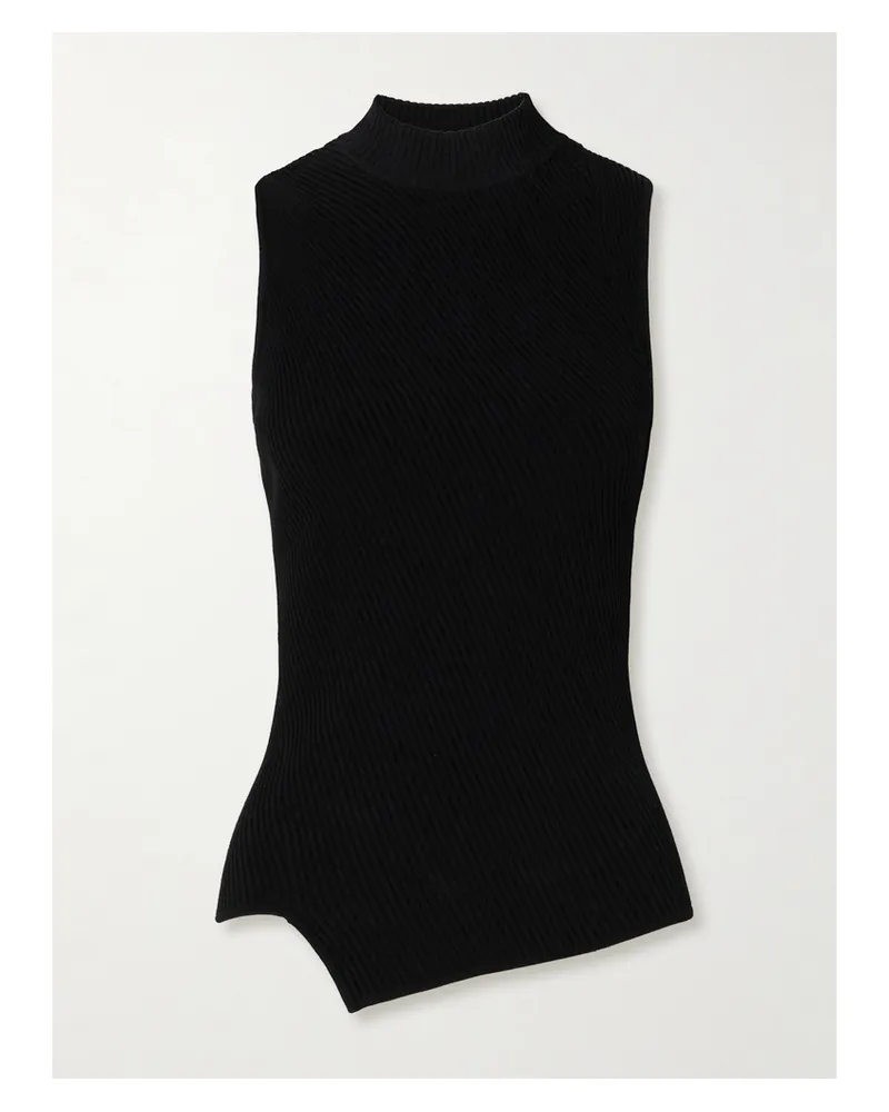 Totême Asymmetrisches Tanktop Aus Rippstrick - Schwarz Schwarz