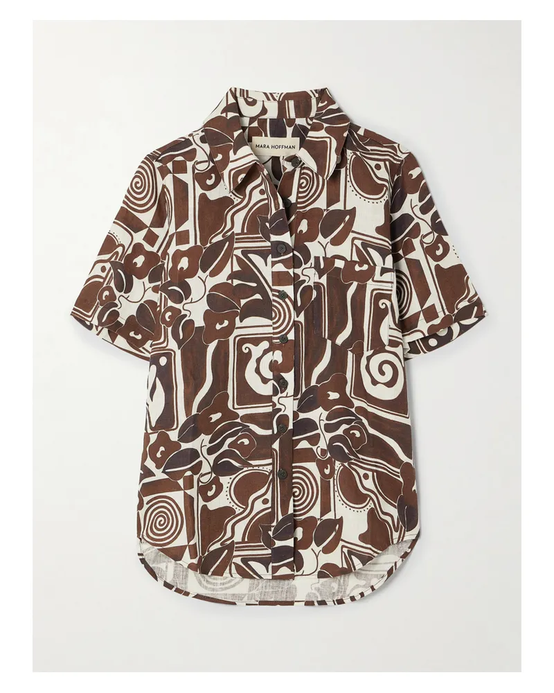 Mara Hoffman Finn Hemd Aus Bedrucktem Hanf - Braun Braun