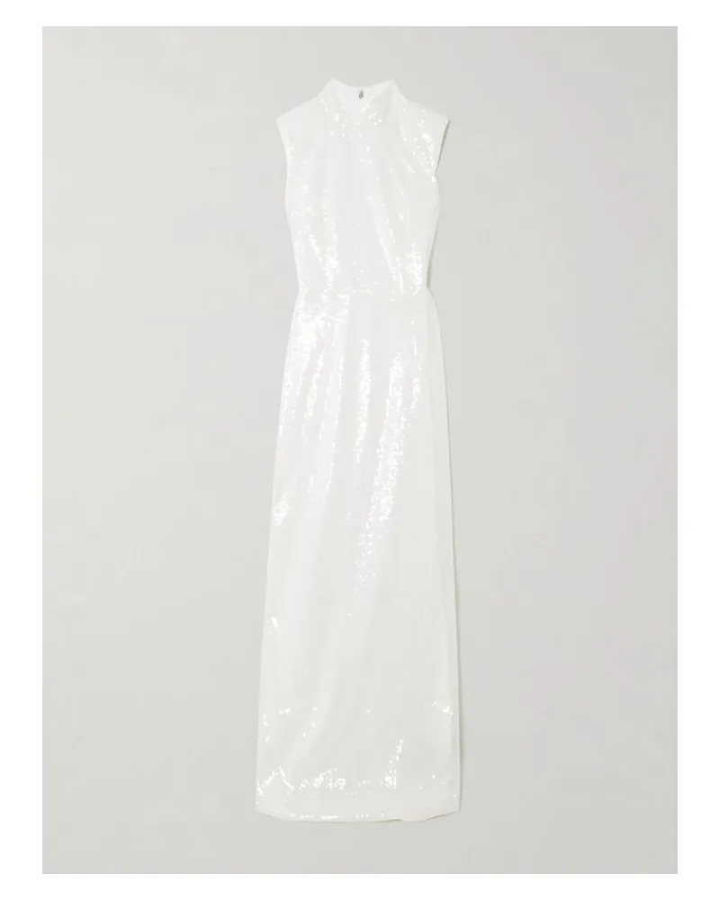 ROTATE Birger Christensen Maxikleid Aus Recyceltem Satin Mit Pailletten - Weiß Weiß