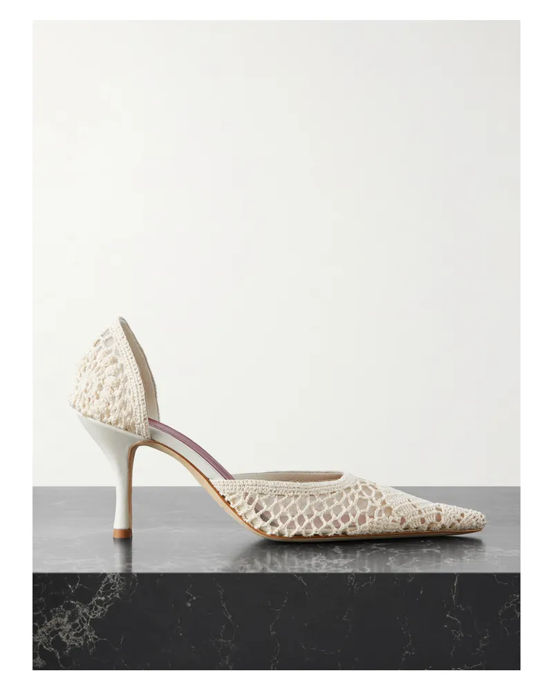 Magda Butrym Pumps Aus Mesh Und Häkelmaterial Mit Lederbesätzen - Creme Creme