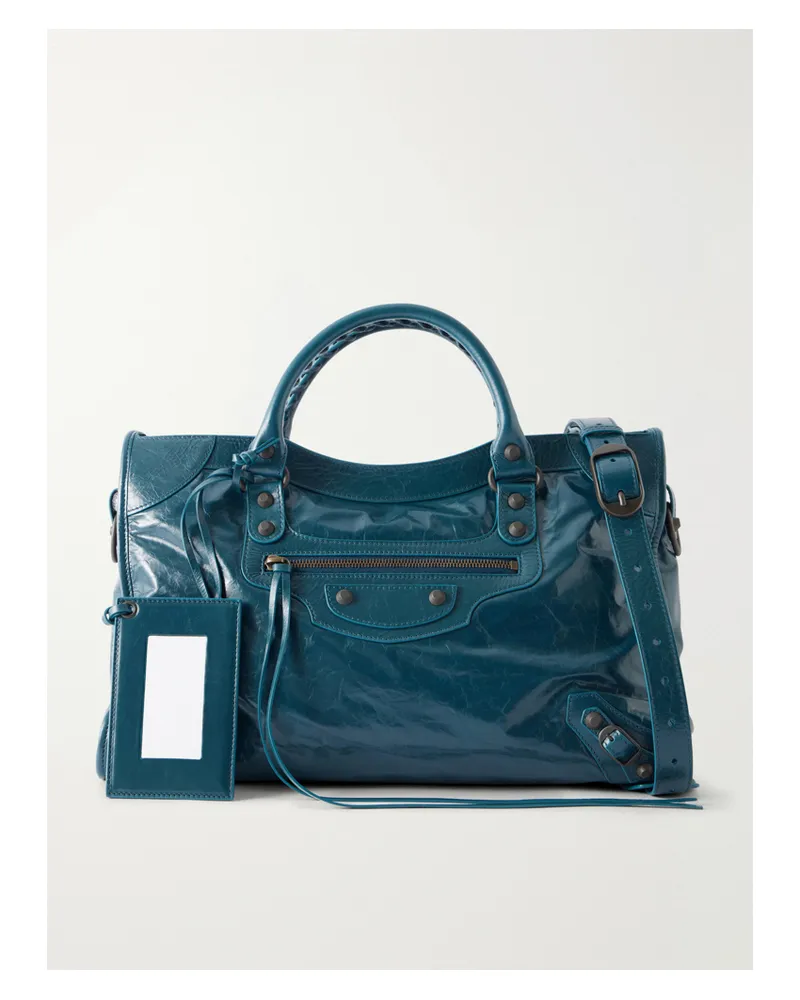 Balenciaga Le City Studded Leather Tote - Blue Blue