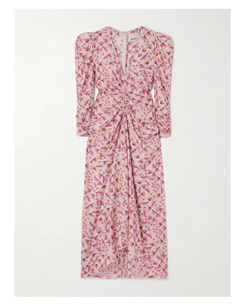 Isabel Marant Albini Midikleid Aus Bedrucktem Voile Mit Raffungen - Mehrfarbig Mehrfarbig