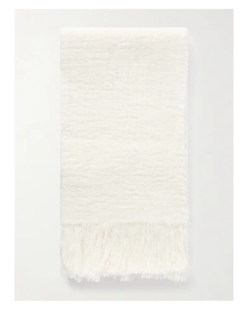 The Row Kastel Fringed Crinkled-linen Scarf - White White
