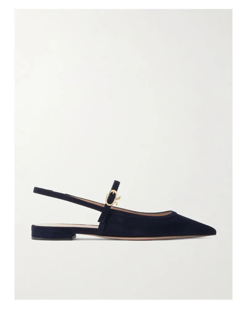 Gianvito Rossi Flache Slingback-schuhe Aus Veloursleder Mit Schnallen - Blau Blau
