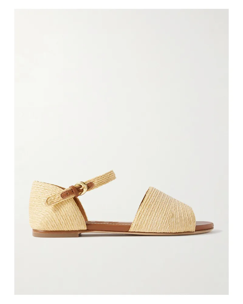STAUD Catherine Sandalen Aus Raffiabast Mit Lederbesätzen - Neutral Neutral